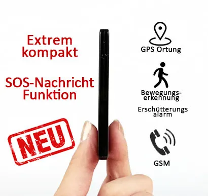 GPS Peilsender Ultra Thin - Gps Tracker + Abhörgerät Ultraflach mit Sos-Taste
